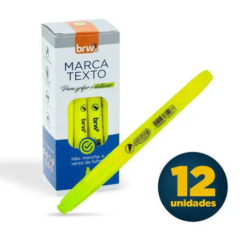 Marca Texto BRW Amarelo com 12 Unidades