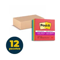 Bloco de Notas Super Adesivas 76mm x 76mm Post-It Coleção Diversão Colorida com 12 Pacotes de 270 Folhas