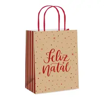 Sacola de Papel para Presente G 32cmx26,5cmx13cm Cromus Natal Feliz Natal com 10 Unidades