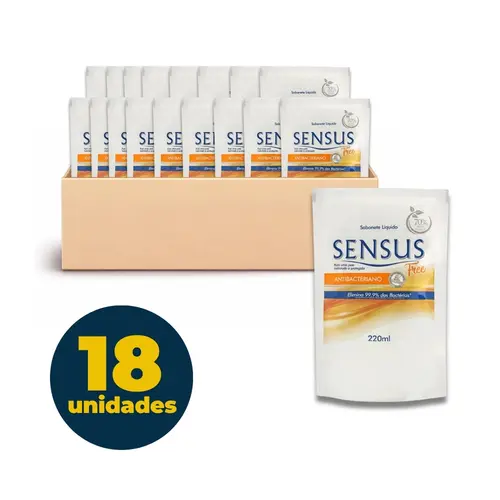 Sabonete Líquido 220ml Refil Sensus Antibacteriano Free com 18 Unidades