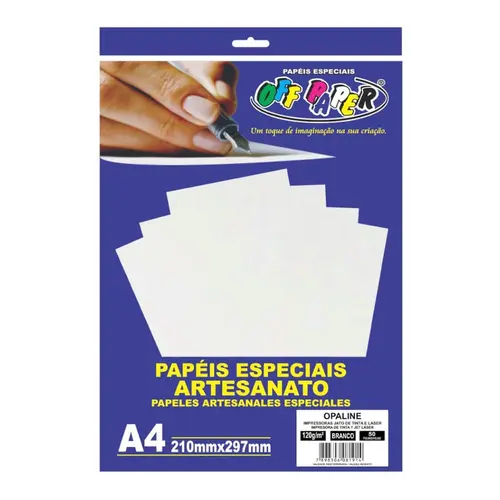 Papel Opaline A4 120g/m² 50 Folhas Off Paper Branco com 10 Pacotes