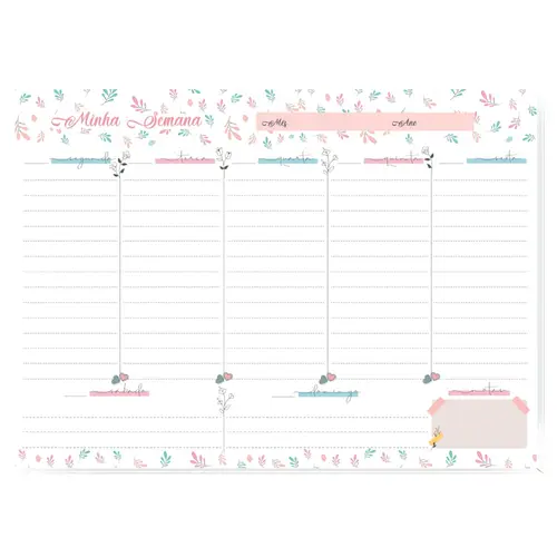 Bloco Planner Permanente Semanal 27,5cmx20cm São Domingos Detalhes