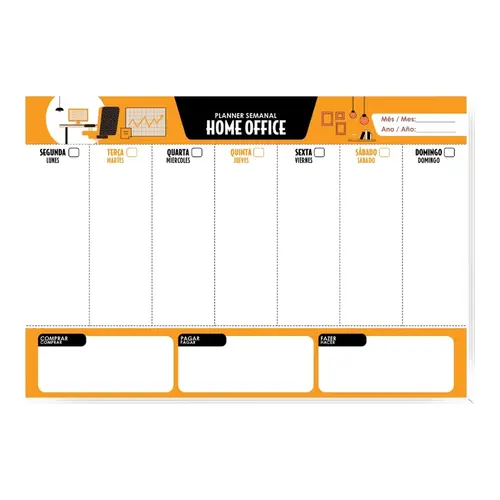 Bloco Planner Permanente Semanal 32cmx22cm São Domingos Home Office