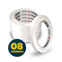 Fita Dupla Face de Papel 12mmx30m Adere com 08 Rolos