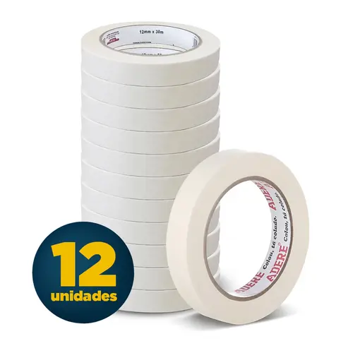 Fita Dupla Face de Papel 12mmx30m Adere com 12 Rolos
