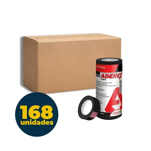 Fita Adesiva Colorida 12mmx10m Adere Preta com 168 Rolos