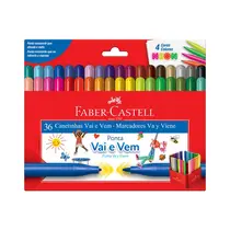 Hidrocor 32 Cores + 4 Neon Faber-Castell Ponta Vai e Vem com 02 Estojos