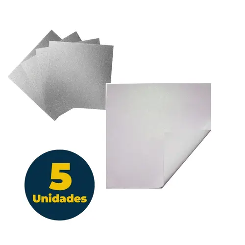 Chapa EVA 40cmx48cm 1,5mm Glitter Branco com 05 Unidades