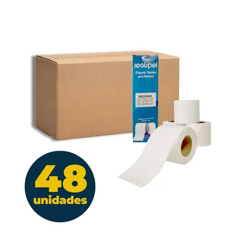 Etiqueta Térmica para Balança 60mmx40mm Regispel Branca 48 Rolos