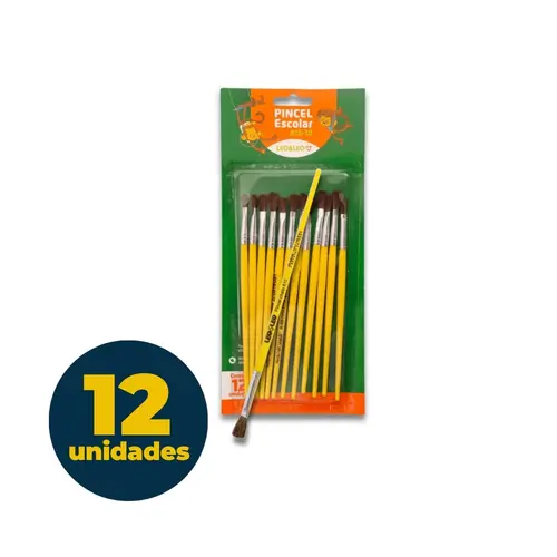 Pincel de Pintura Chato Leo&Leo 815-10 com 12 Unidades