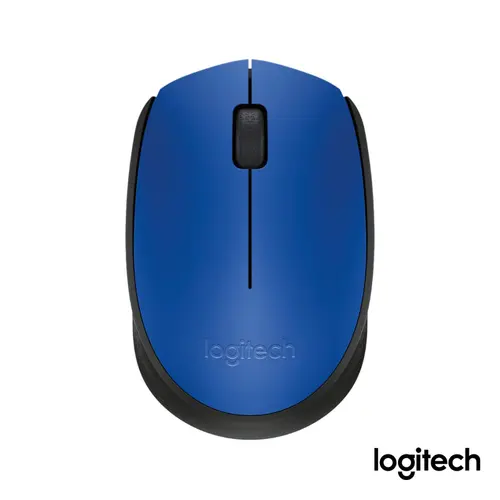 Mouse Sem Fio Logitech M170 Azul, Design Ambidestro Compacto, 1000DPI, Conexão USB e Pilha Inclusa