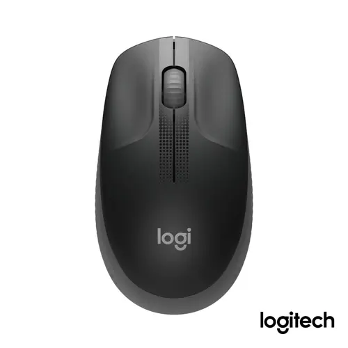 Mouse Sem Fio Logitech M190 Preto/Cinza, Design Ambidestro, Conexão USB e Pilha Inclusa