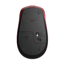 Mouse Sem Fio Logitech M190 Preto/Vermelho, Design Ambidestro, 1000DPI, Conexão USB e Pilha Inclusa