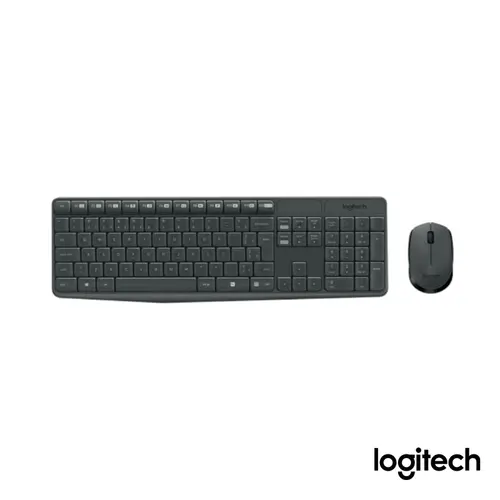 Kit Teclado e Mouse Sem Fio Logitech MK235 Cinza, Conexão USB e Pilhas Inclusas