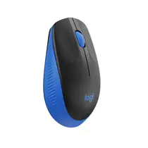 Mouse Sem Fio Logitech M190 Preto/Azul, Design Ambidestro, Conexão USB e Pilha Inclusa