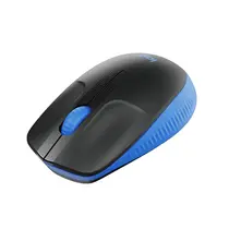 Mouse Sem Fio Logitech M190 Preto/Azul, Design Ambidestro, Conexão USB e Pilha Inclusa