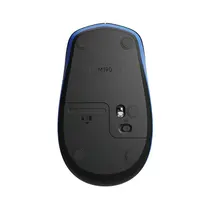 Mouse Sem Fio Logitech M190 Preto/Azul, Design Ambidestro, Conexão USB e Pilha Inclusa