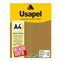 Papel Kraft Natural 180g A4 210mm X 297mm 50 Folhas Usapel 10 Unidades