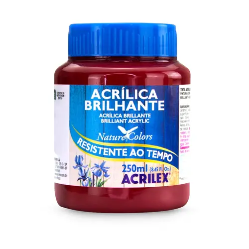 Tinta Acrílica Brilhante 250ml Acrilex 508 Vermelho Scarlate 03 Unidades