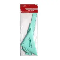 Kit Geométrico de 1º Grau 4 Peças Waleu Pastel Verde com régua, esquadro e transferidor