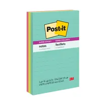 Recado Adesivo Removível 101mmx152mm Post-It 270 Folhas Pautadas Coleção Supernova 12 Blocos
