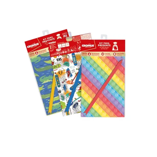 Kit Presente Saco + Laço Pronto + Cartão De/Para 35cmx54cm Cromus Infantil Sortido com 30 Kits