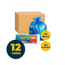 Saco para Lixo 50 Litros 63cmx80cm Rolo 30 Unidades Bettanin Esfrebom com 12 Rolos