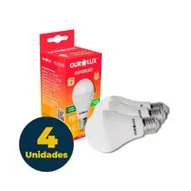 Lâmpada Bulbo 9W LED Branca Quente 3000K Superled Ourolux com 04 Unidades