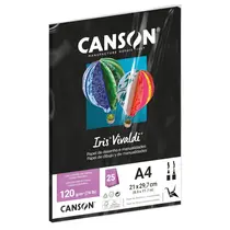 Papel A4 21cmx29,7cm 120g 25 Folhas Canson Iris Vivaldi Preto com 4 Pacotes