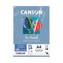 Papel A4 21cmx29,7cm 185g 25 Folhas Canson Iris Vivaldi Azul Royal com 4 Pacotes
