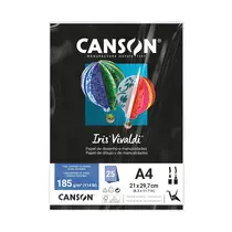 Papel A4 21cmx29,7cm 185g 25 Folhas Canson Iris Vivaldi Preto com 4 Pacotes