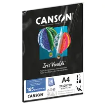 Papel A4 21cmx29,7cm 185g 25 Folhas Canson Iris Vivaldi Preto com 4 Pacotes