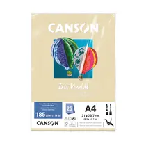 Papel A4 21cmx29,7cm 185g 25 Folhas Canson Iris Vivaldi Creme com 4 Pacotes