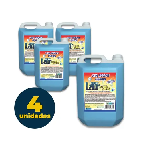 Lava Roupas Líquido 5 Litros Super Lar Extra Forte com 04 Unidades