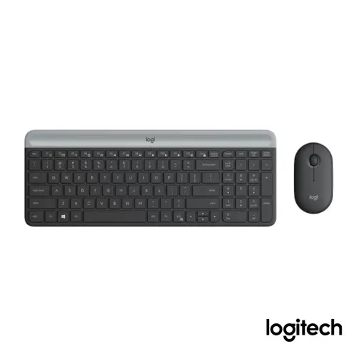 Kit Teclado e Mouse Sem Fio Logitech MK470 Grafite, Digitação e clique Silencioso, Mouse Ambidestro e PIlhas Inclusas