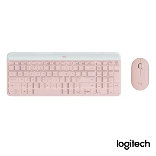 Kit Teclado e Mouse Sem Fio Logitech MK470 Rosa,Digitação e clique Silencioso, Mouse Ambidestro e PIlhas Inclusas
