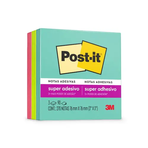 BLOCO RECADO ADESIVO REMOVIVEL 076MMX076MM POST-IT 270FL COLECAO SUPERNOVA 18 UN