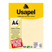 Papel Vergê 120g A4 210mmx297mm 50 Folhas Usapel Creme com 10 Unidades
