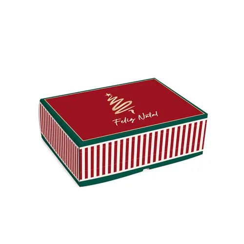 Caixa Presente Cesta P 27cmx19,5cmx9cm Cromus Natal Louvre Pacote com 10 Unidades
