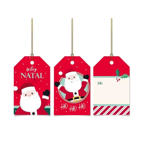 Cartão Tags Decorativas De/Para 5cmx8cm Cromus Natal Nicolau 10 Cartelas com 12 unidades