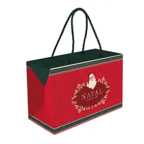 Caixa Presente com Alça P 23cmx10cmx14cm Cromus Natal Noel Vitoriano com 10 Unidades