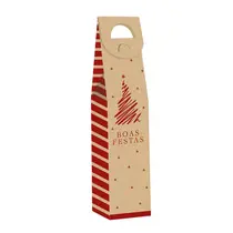 Caixa Presente para Bebida 39cmx8,5cmx8,5cm Cromus Vinho Lines Boas Festas com 10 Unidades