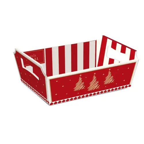Cesta Caixote M 22cmx15cmx9cm Cromus Natal Lines com 10 Unidades