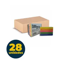 Bloco Papel Lembrete Cubo 600 Folhas 9,2cmx8,2cm Usapel Neon com 28 Blocos