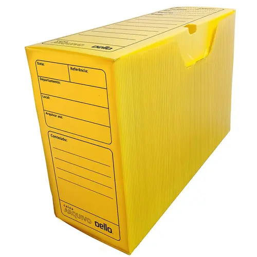 Arquivo Morto Plástico 35cmx13,5cmx25cm Dello Amarelo com 25 Unidades