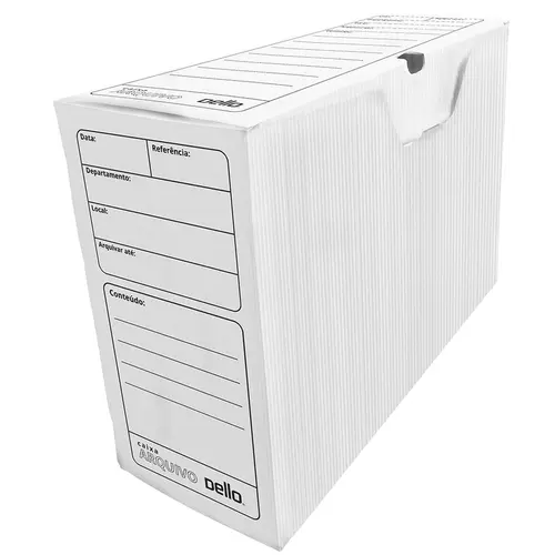 Arquivo Morto Plástico 35cmx13,5cmx25cm Dello Branco com 25 unidades