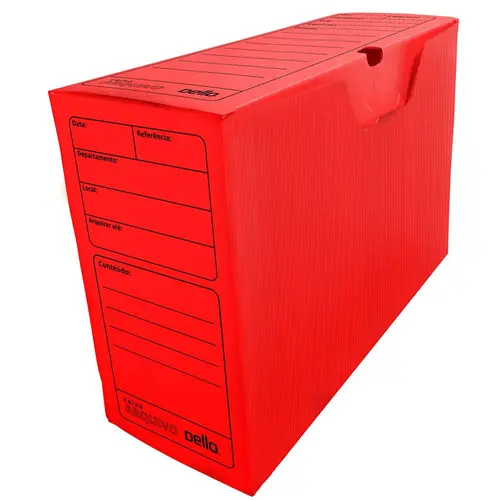 Arquivo Morto Plástico 35cmx13,5cmx25cm Dello Vermelho com 10 Unidades
