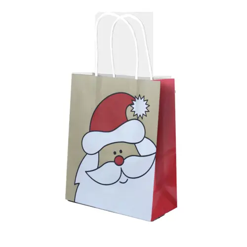 Sacola Papel Kraft Natural M 23,5cmx10cmx31,5cm Natal Papel Noel Pacote com 10 unidades