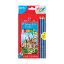Lápis de Cor Faber-Castell Kit Escolar 12 Cores + 3 Lápis Grafite com 12 Unidades