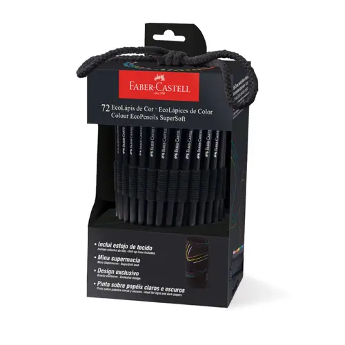 Lápis de Cor 72 Cores Supersoft Faber-Castell  Estojo de Tecido com 02 Estojos